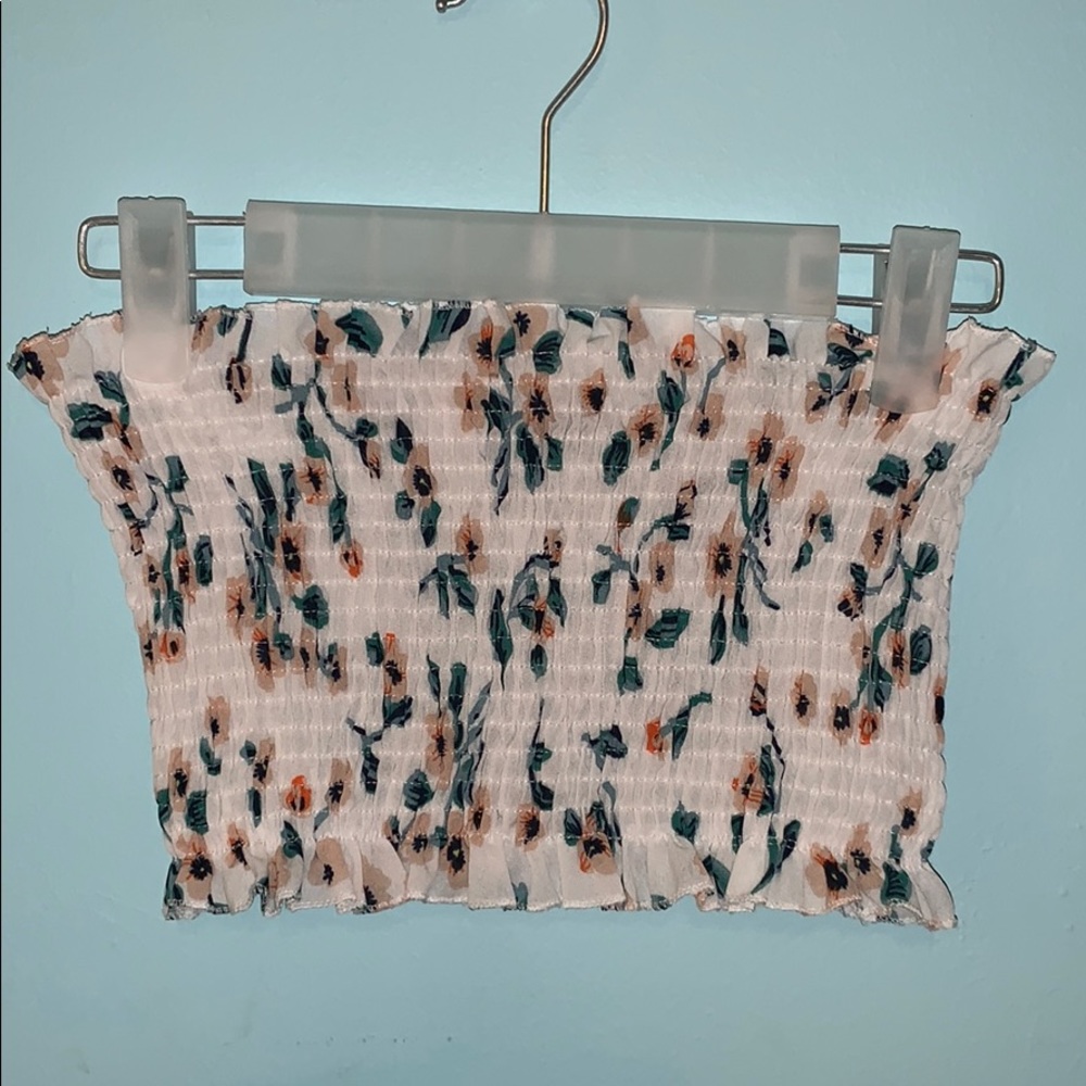 White & Floral Zaful Cropped Tube Top